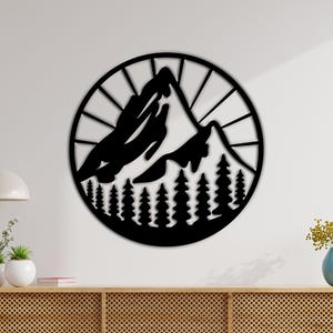 Mountain Sunrise Wall Art | 3D Wood Decor | Nature-Inspired Wooden Scene | Rustic Wall Hanging | Forest and Mountain Wood Art | Cabin Decor