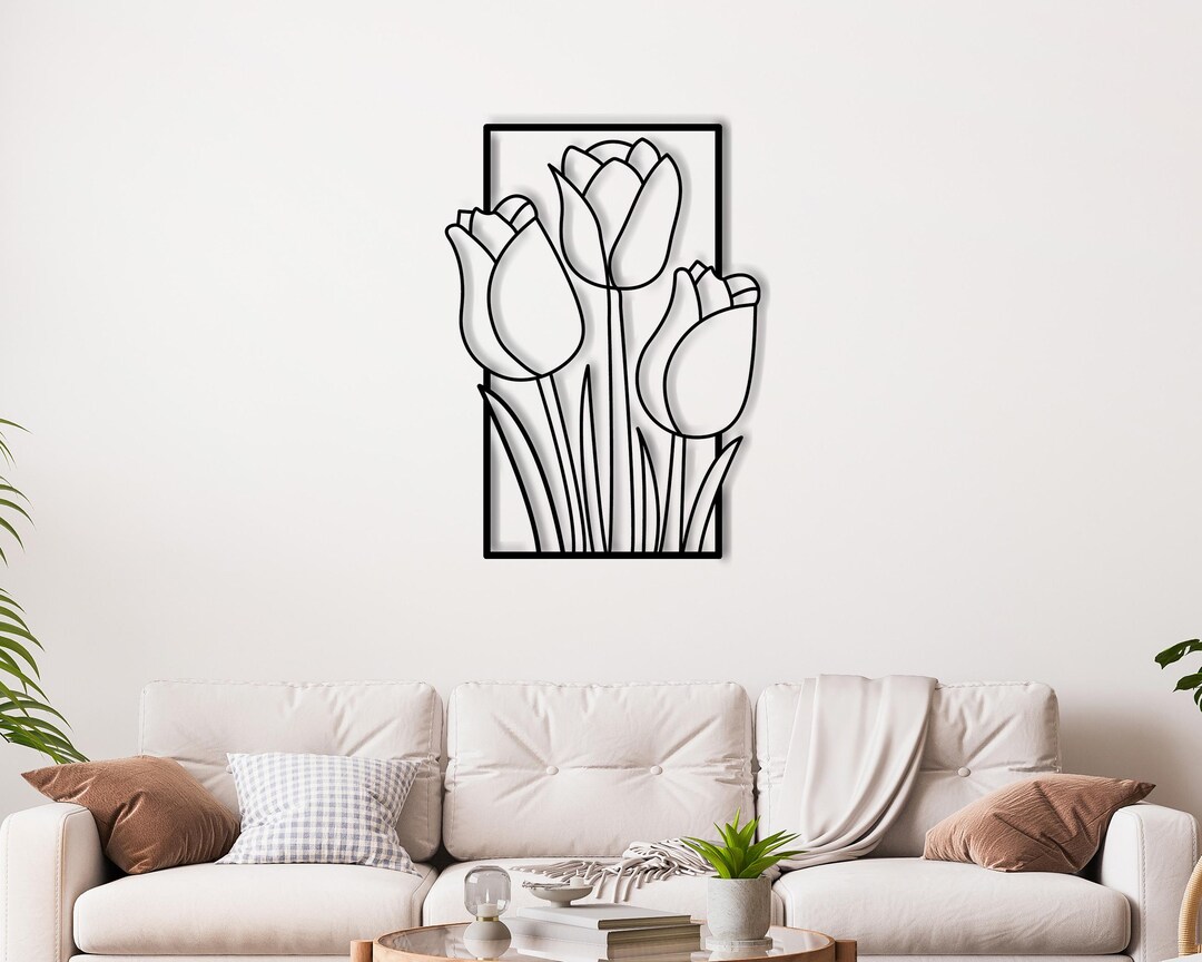 Tulip 3D Wood Wall Art | Custom Color | Floral Wall Decor | Handmade ...