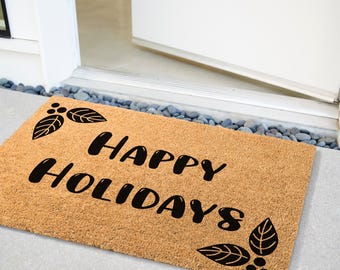 Happy Holiday Welcome Mat Funny Doormat | Custom Doormat | Outside Doormat | Gift | Home Gift | Welcome Mat | Christmas Mat