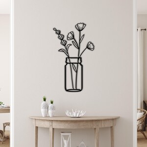 Flower Vase Wall Art | 3D Wood Decor | Floral Gift | Handmade Flower Decor | Rustic Home Decoration | Wooden Flower Wall Art