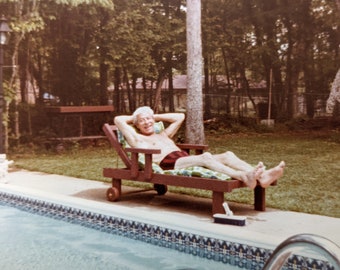 Vintage Color Snapshot - Smiling Man by the Pool - 1980s - Old Found Photo - Vernacular Photography - Color Photo