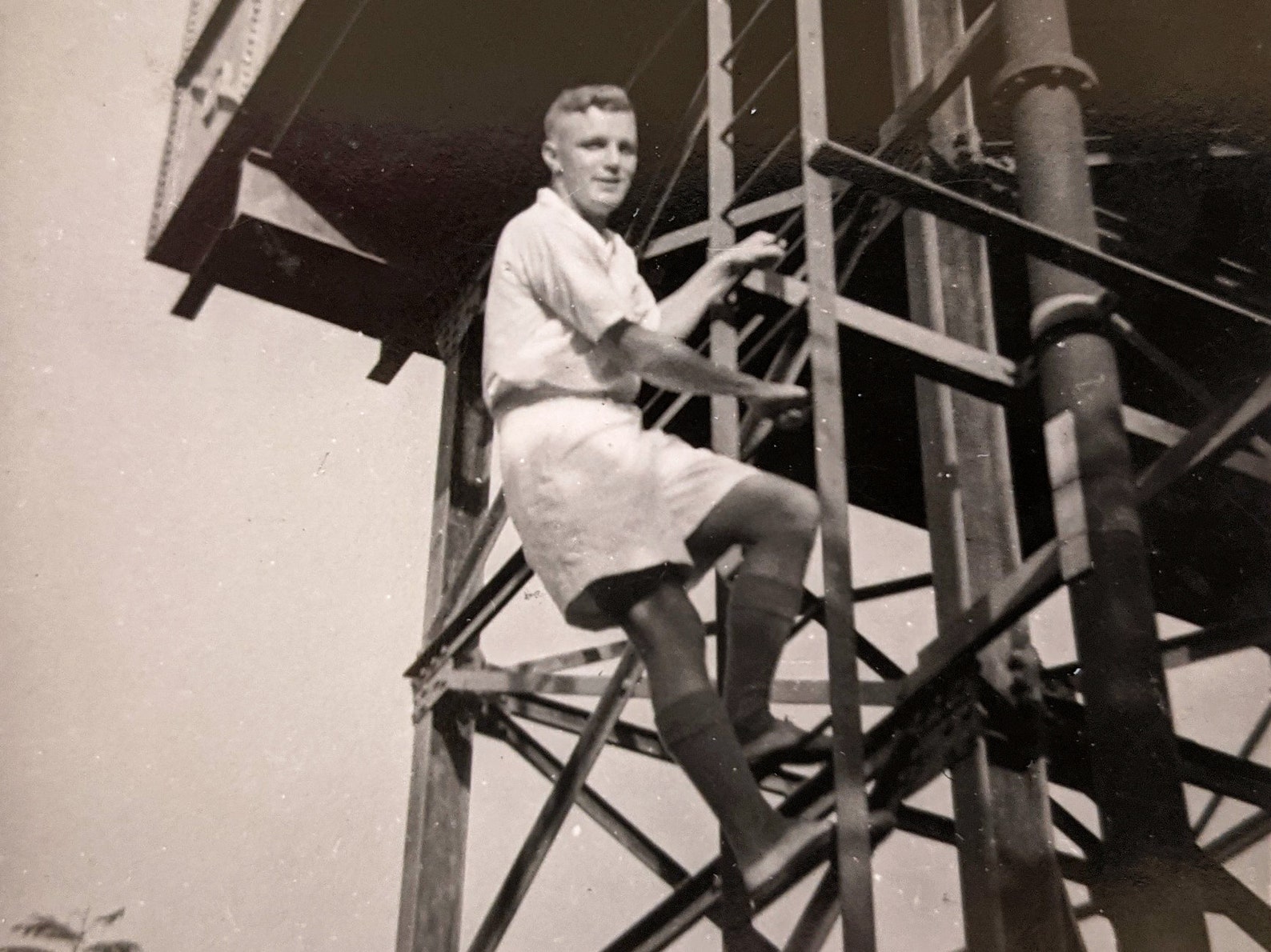 Vintage Photo Handsome Man Climbing 1950s Original Found Photograph