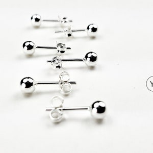 4mm 925 sterling silver Ball stud earrings (1,3,6,12 pair), Simple earrings, simple elegant gifts for friends and family
