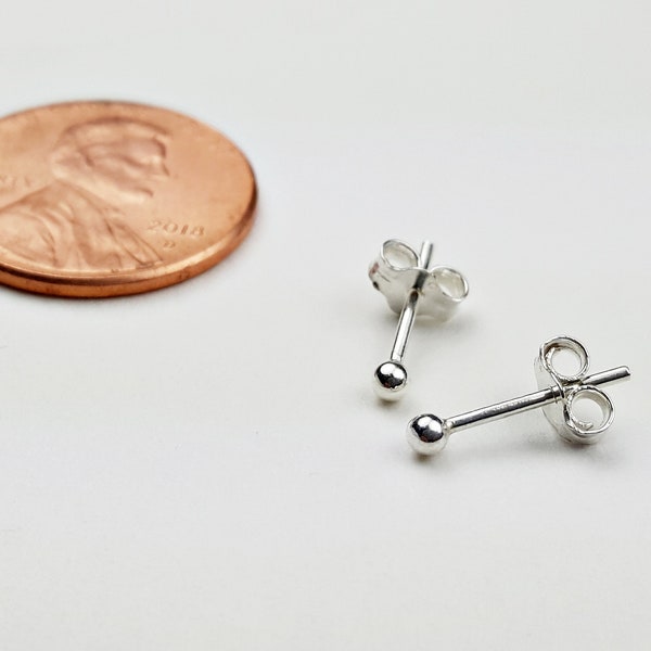 A pair of 2mm 925 sterling silver Ball stud earrings (available in larger quantity)
