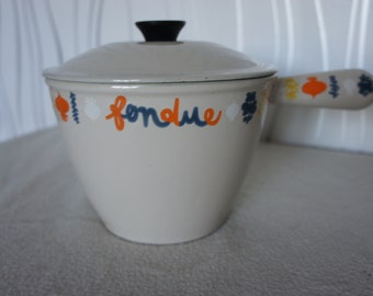 Old Caquelon POELON with Fondue Casseroles Le CREUSET Vintage FRANCE