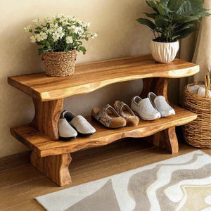 Handmade shoe cabinet Mid century entryway Shoe storage solid wood shoe rack narrow shoe storage wooden shoe cabinet entryway decor