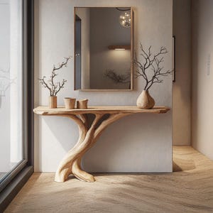 Handmade rustic natural wood console table farmhouse console table live edge table Entry Way Table Console Furniture Narrow Entryway Table
