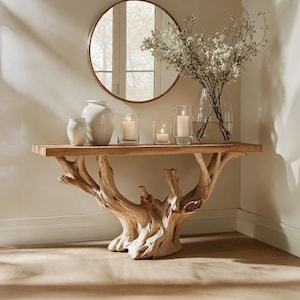 Handmade rustic natural wood console table farmhouse console table live edge table Entry Way Table Console Furniture Narrow Entryway Table