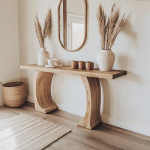 Handmade rustic natural wood console table farmhouse console table live edge table Entry Way Table Console Furniture Narrow Entryway Table