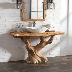 Reclaimed bathroom vanity solid wood bathroom sink vanity live edge farmhouse rustic wood decor crafted handmade wood housewarming gift