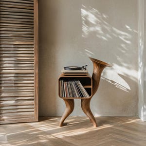 Reclaimed Record Player Stand Farmhouse Record Storage Solid Wood Turntable Stand Media Stereo Cabinet Living Room Furniture