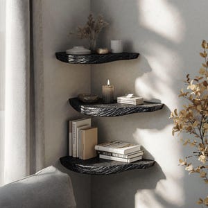 Farmhouse floating corner shelf corner wall shelf bookshelf decorations live edge floating shelf nursery bookshelf housewarming gift