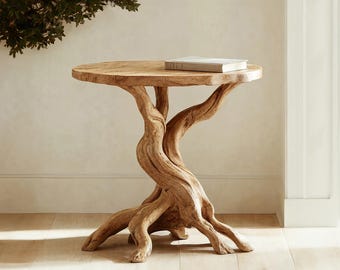 Farmhouse round end table live edge end table solid wood end table rustic table handmade table for living room bedroom unique home decor