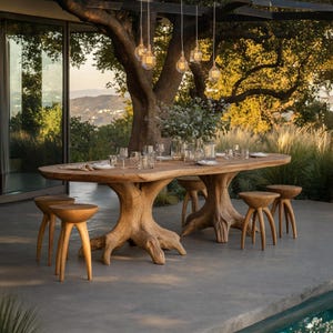 Farmhouse Live Edge Dining Table Solid Wood Kitchen Table Modern Wood Dining Table Living Room Kitchen Decor Handmade Wooden Kitchen Table