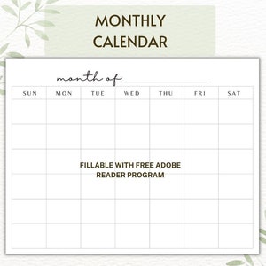 Editable Monthly Calendar Printable Monthly Calendar Template Printable