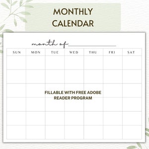 Editable Monthly Calendar Printable Monthly Calendar Template Printable Monthly Calendar Fillable Monthly Calendar Blank Monthly Calendar