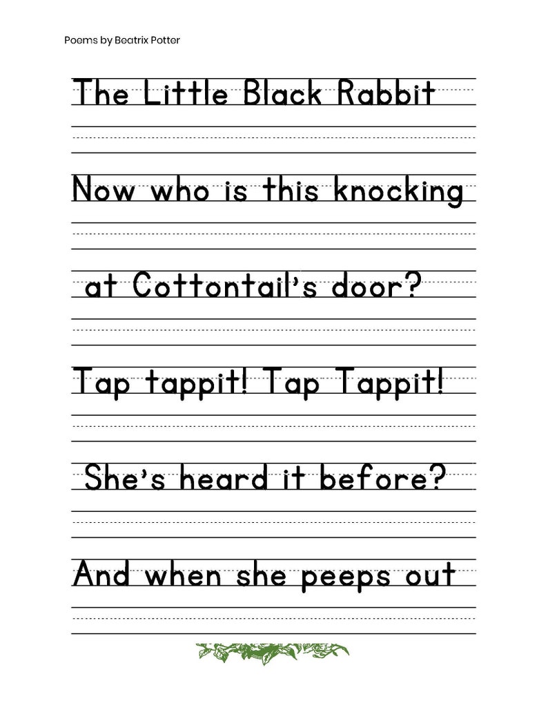 Copy Work Copywork Printables Homeschool Copy Work Printables Etsy