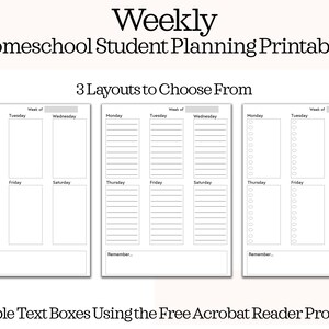 Homeschool Student Planner Printable Editable Planner Inserts ...