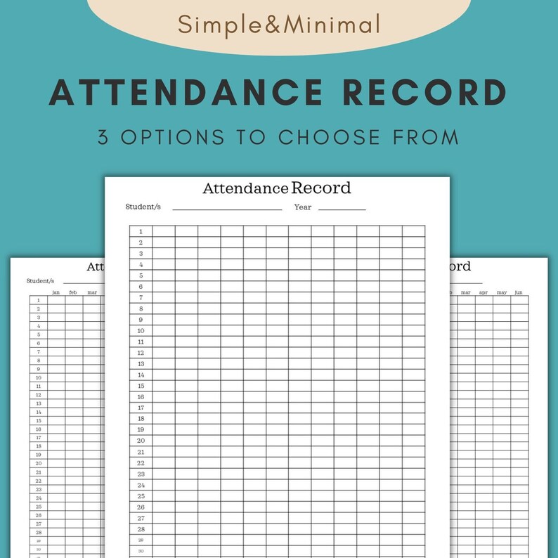 Homeschool Attendance Record Printable Attendance Record Homeschool ...