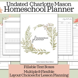 Charlotte Mason Homeschool Planner- Editable Homeschool Planning Printables Undated homeschool planner edit homeschool planner