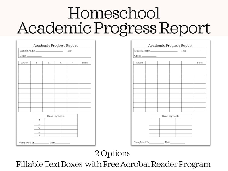 Homeschool Report Card Homeschool Progress Report Homeschool Etsy