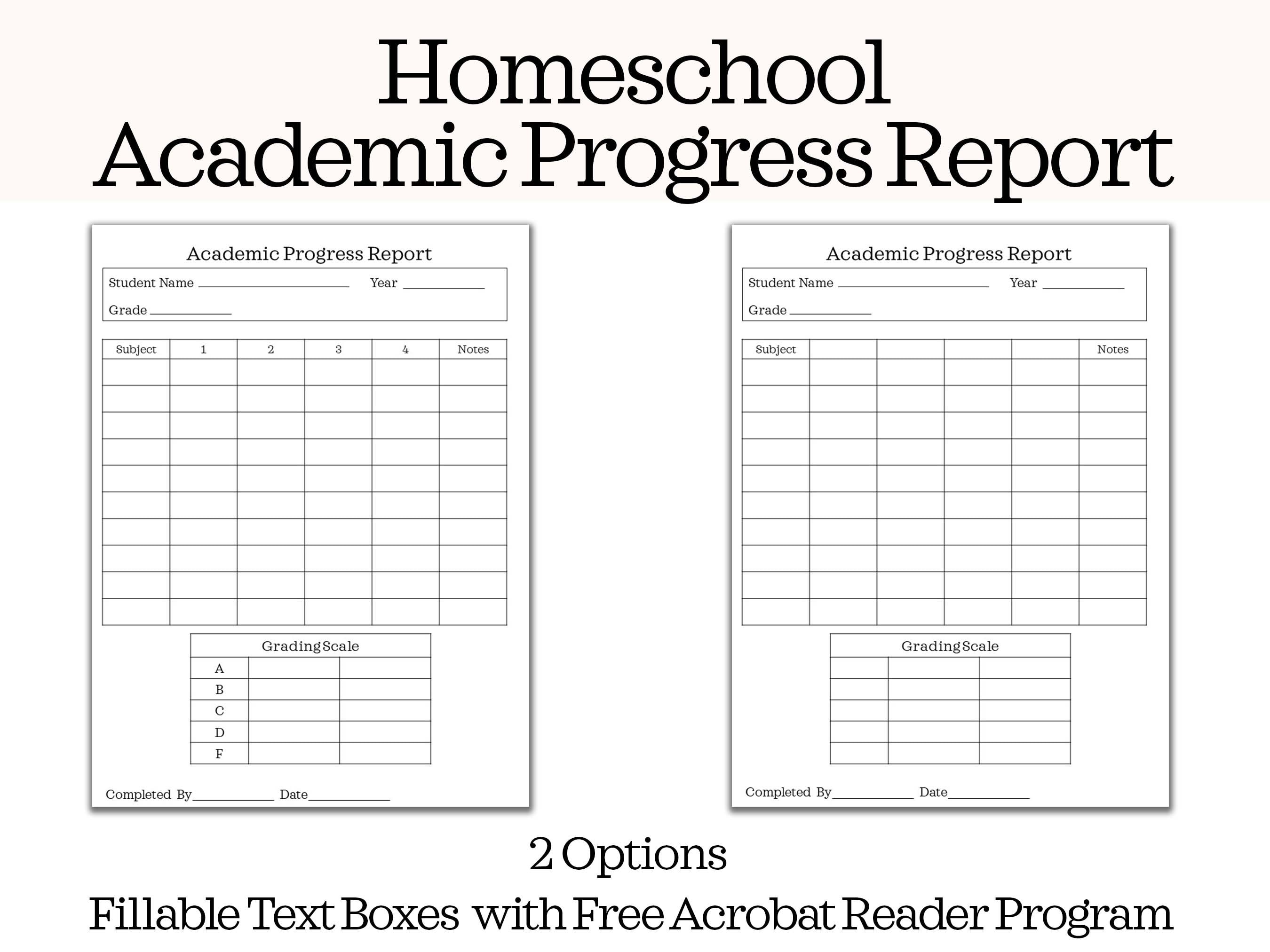 Homeschool Report Card Homeschool Progress Report, Homeschool Academic  Report Homeschool Record Keeping Printable Homeschool Planning Throughout Blank Report Card Template