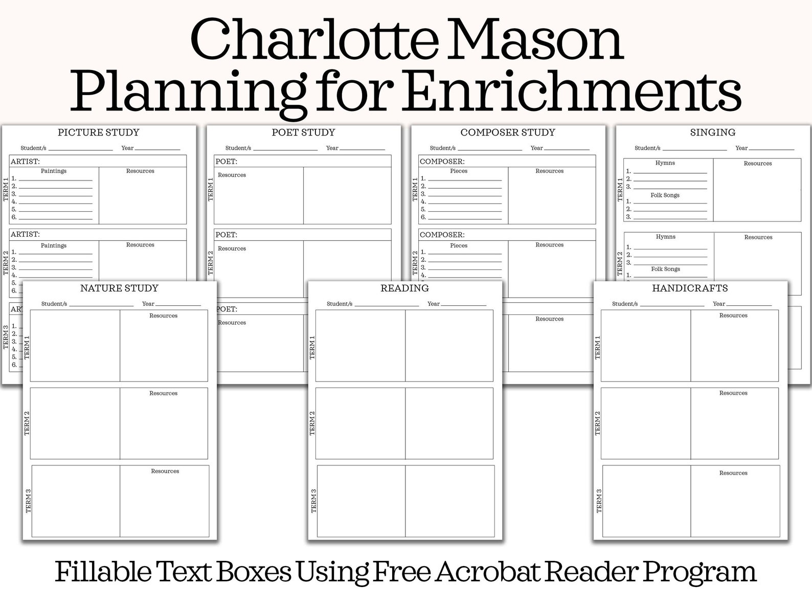 Charlotte Mason Homeschool Charlotte Mason Planning Printables | Etsy