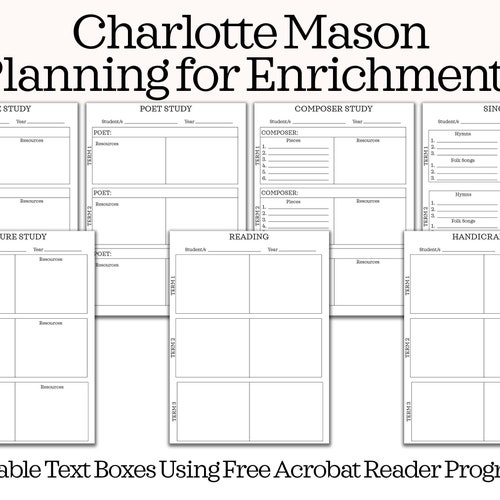 Charlotte Mason Homeschool Charlotte Mason Planning Printables | Etsy