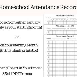 Homeschool Attendance Record Printable Attendance Record - Etsy