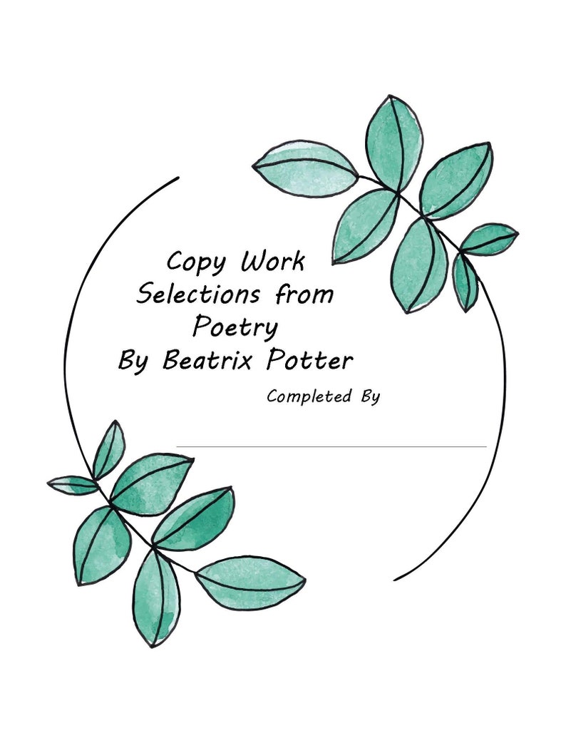 Copy Work Copywork Printables Homeschool Copy Work Printables Etsy