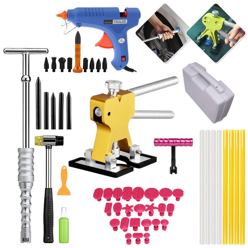 78pc Paintless Dent Repair Puller Lifter PDR Tools T Bar Hammer Removal Glue kit