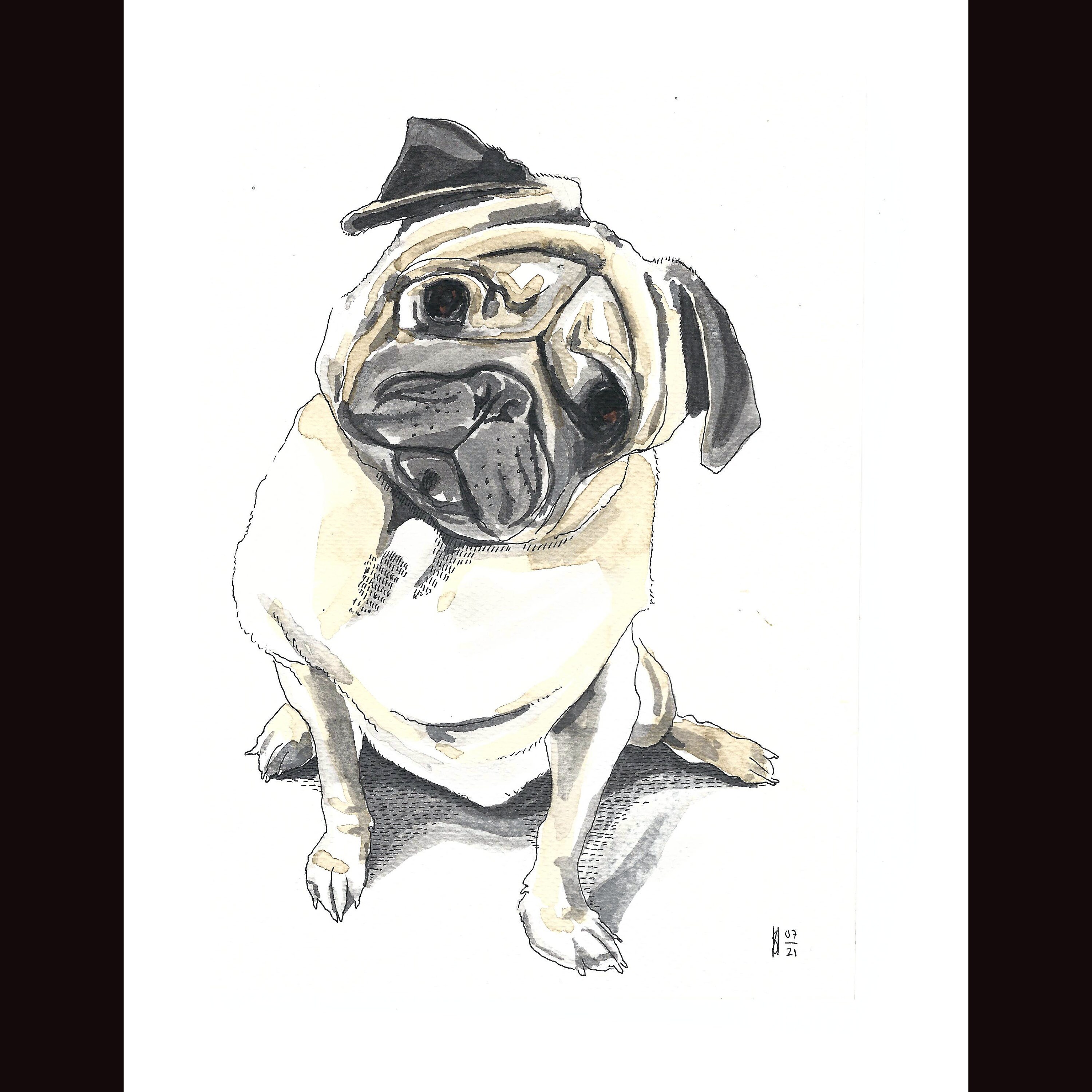 Wee Blue Coo Haustier Portrait Geburtstagskarte – Aquarell-Design, Hochwertiger Karton, Blanko Innen Für Persönliche Nachricht