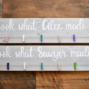 Personalized look what i made - customized child name sign - kids name sign - child art display - kids art - child artwork - wood sign - 24&quot;
