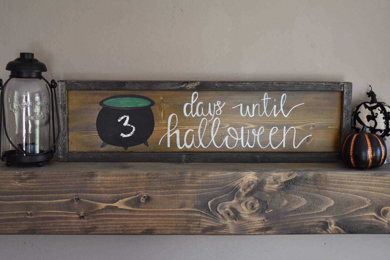 Halloween Countdown Sign Chalkboard Halloween Sign Days Etsy