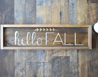 Hello Fall Sign - Fall Decor - Fall Wood Sign - Wood Sign - Wall Decor - Halloween Decor - Rustic Decor - Farmhouse