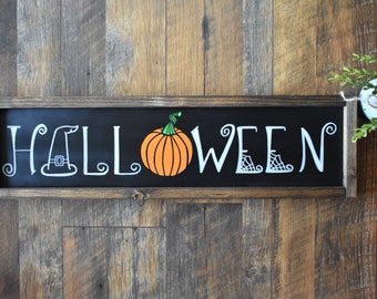 Halloween Sign - Pumpkin Sign - Halloween Decor - Wood Sign - Fall Decor - Rustic Sign  - Framed Sign - Handmade Wood Sign