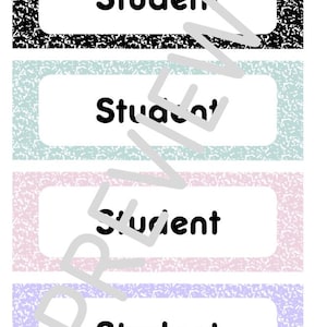 Student Name Labels for Composition Notebook Classroom Decor | Classroom Labels, Student Name Tags and Plates, Composition Notebook Labels
