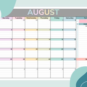 Editable Monthly Calendar | Digital Google Sheets Calendar | Printable Teacher Planner | School Year & Personal Use