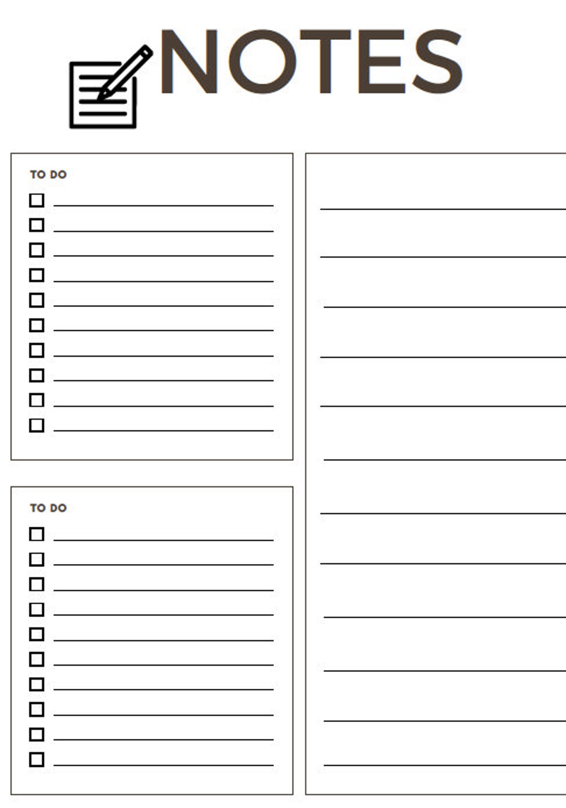 Notes Pages Printable, Lined Notes Printable, Writing Paper, Printable ...