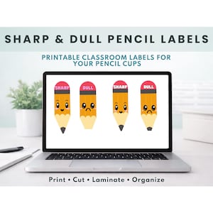 Sharp Pencils Dull Pencils Labels for Classroom | Teacher Printable Pencil Signs | Classroom Supply Organization Decor | Back to School
