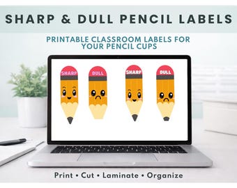 Etiquetas para lápices afilados y lápices desafilados para el aula / Letreros imprimibles para lápices para maestros / Decoración para la organización de útiles escolares / Regreso a clases