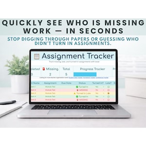 Missing Work Tracker Google Sheets | Assignment & Homework Tracker | Editable Teacher Data Tracker | Classroom Organization Tool