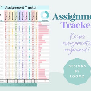 Google Sheets Assignment Tracker | Digital Planner for Teachers & Students | Homework and Grade Organizer | Instant Download