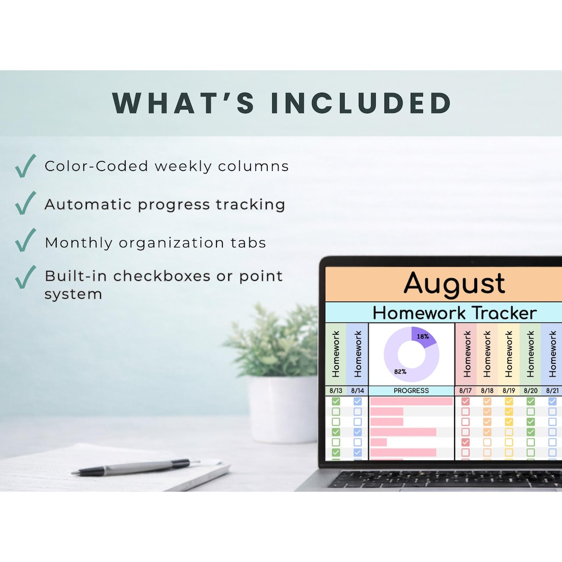 Teacher Assignment Tracker | Digital Homework Tracker | Google Sheets ...