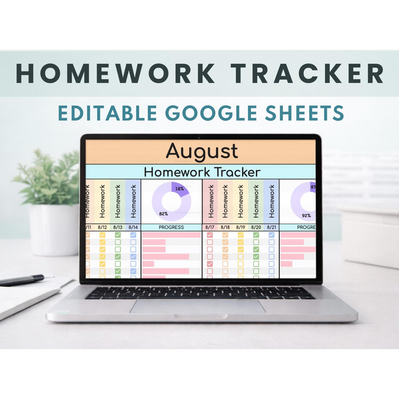 Teacher Assignment Tracker | Digital Homework Tracker | Google Sheets ...