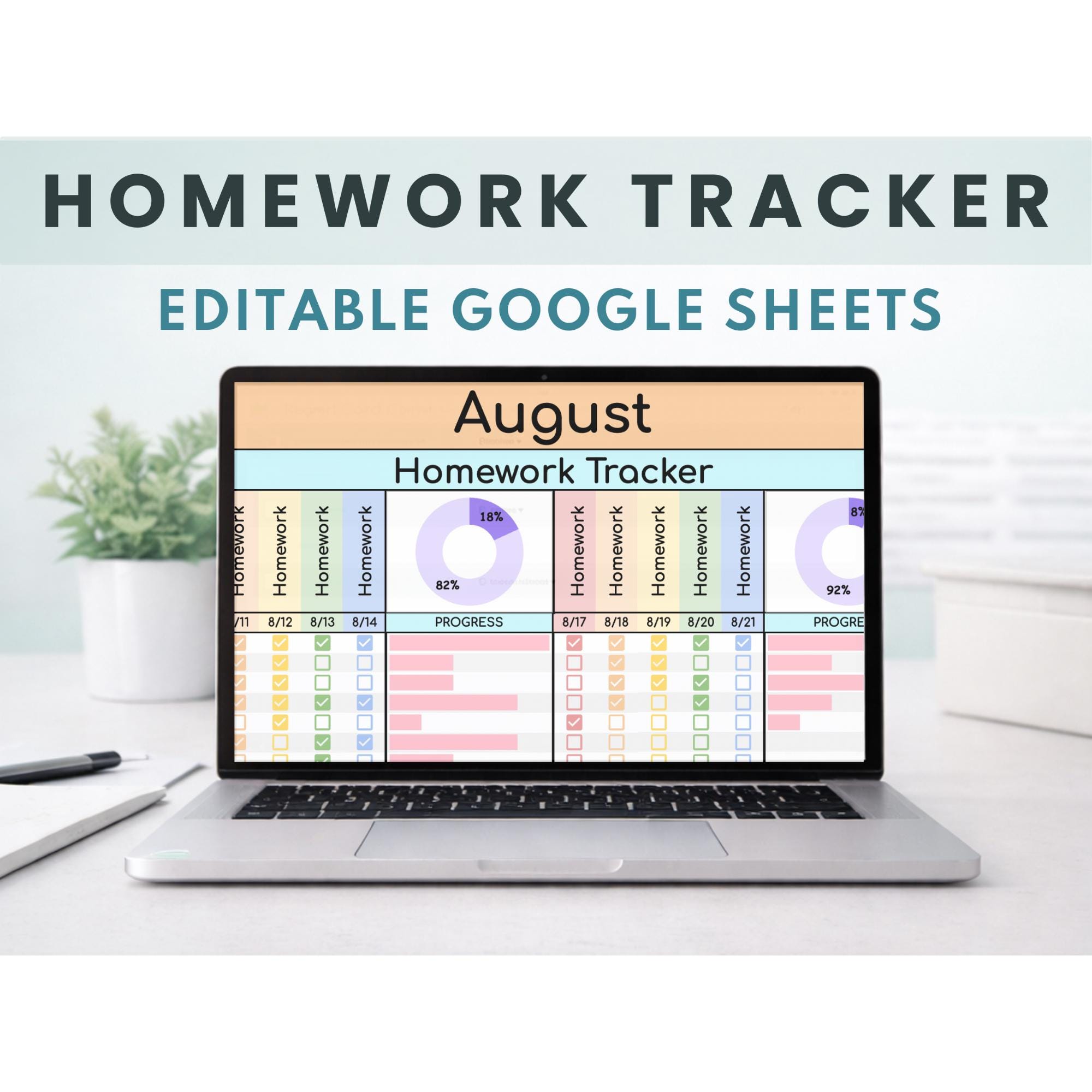 Teacher Assignment Tracker | Digital Homework Tracker | Google Sheets ...