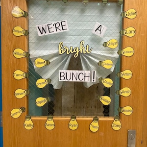 Editable Bright Bunch Bulletin Board Kit | Classroom Door Display | Lightbulb Name Tags | Instant Download