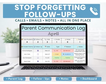 Registro delle comunicazioni con i genitori / Fogli Google / Strumento di monitoraggio dei dati degli insegnanti / Registro dei contatti con le famiglie / Strumento modificabile per l'organizzazione della classe