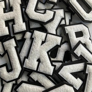 New 4.5inch Chenille iron on letter, varsity white felt, alphabet, Iron On Patches, high quality, personalized gifts