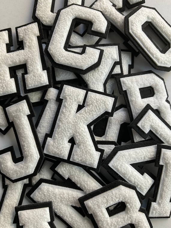 Iron On White Chenille Varsity Patch Letters